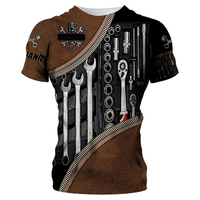 Mechanik koszula męska koszulka narzędzia mechaniczne drukuj z krótkim rękawem lato bawełna Casual topy ponadgabarytowa moda oddychająca odzież 5